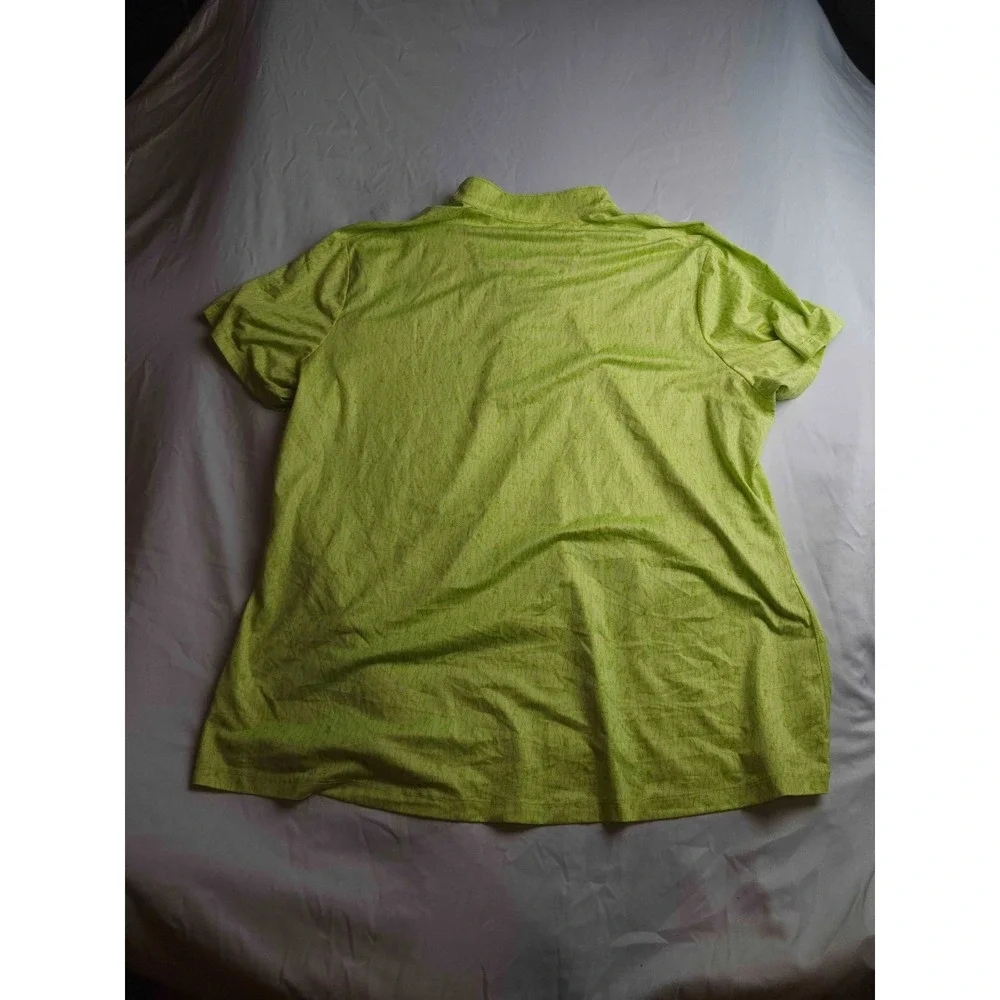 Greg Norman Polo Shirt Womens XXL All Over Print Green Golf Sporty Activewear